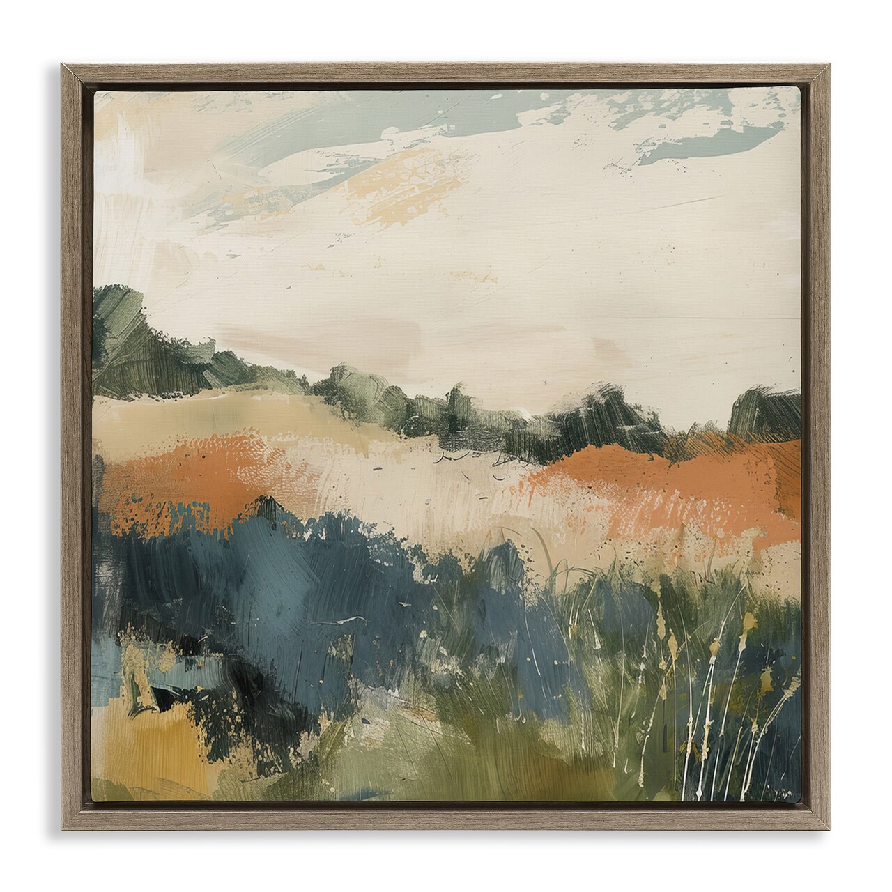 Stupell Industries Abstract Neutral Landscape Framed Floater Canvas Wall Art Design by Irena Orlov